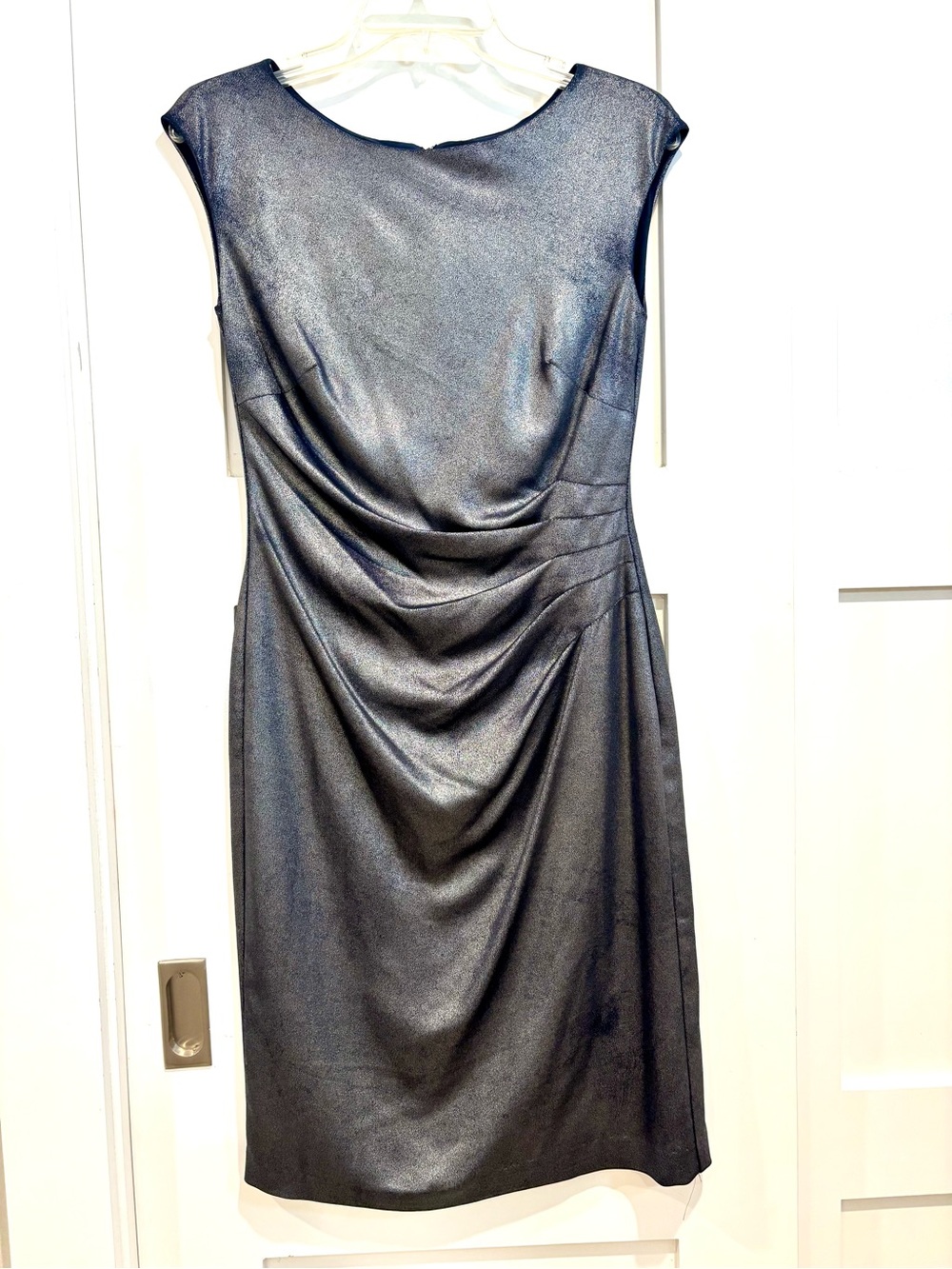 Ralph Lauren Black Draped Sheath Midi Dress